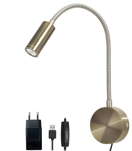 LED Leselampe Bett 3W 270lm 5000K Dimmbar Zeitgesteuert Wandmontierte Leselampe Wandleuchter Nachttischlampe gerichtete LED-Schwanenhalsleuchte für das Kopfteil des Nachttischs oder Etagenbetts