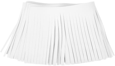 QUARKZMAN 2 Yards 4 Zoll Kunstleder-Fransenbesatz, doppelseitige Leder-Nähquaste, Fransen für DIY Nähen, Kleid, Basteln, Rock-Dekoration, weiß