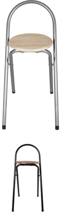 JARDIN202 - Taburete Plegable con Respaldo para Cocina 38x38x67 | Compacta y Fácil de Almacenar | Diseño Ergonómico y Resistente | Unidad (Plata/Haya)