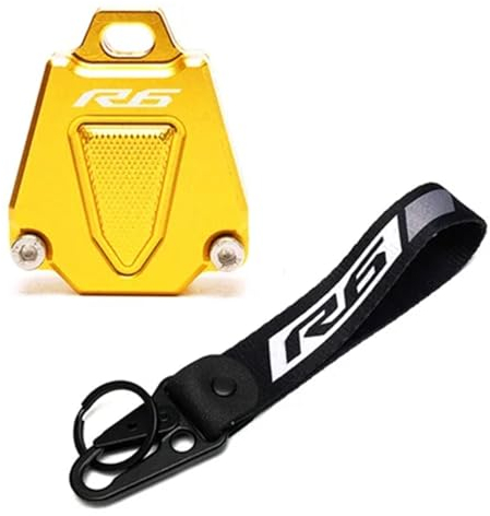 Motorrad Schlüsselgehäuse Für Ya-maha YZFR6 YZFR3 YZFR1 YZF R6 R3 R1 CNC Schlüssel Abdeckung Fall Shell & Stickerei Abzeichen Schlüsselring Motorrad Zubehör schlüsselanhänger ( Farbe : LOGO R6 Gold )