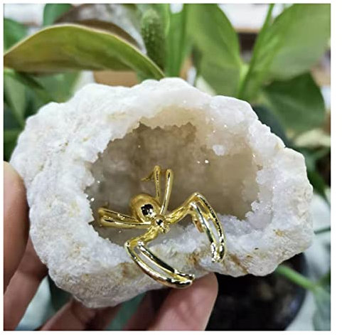IINKUEYK Kristallstein, natürliche Geode, Spinne, Bergkristall, Stein, Geschenke Home Sammlungen