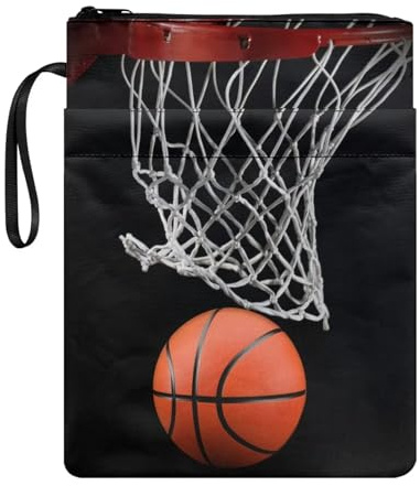 Binienty Basketball-Buchhülle für Leser, Buchliebhaber, Buchhülle für Hardcover-Buchtasche mit Reißverschluss, Vordertasche, schützende Buchtasche