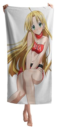 Rias Gremory Strandtuch Groß Handtuch,Anime Badetuch Schnell Trocknendes,Mikrofaser Saunatuch 3D Drucken Badehandtuch Fanartikel (Asia Argento, 140x70cm)
