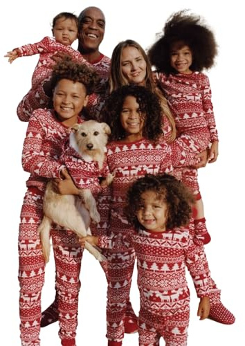 MUYOGRT Pyjama de Noël Famille Combinaison Pyjama Maison Chaud Jumpsuit Costume Famille Pyjamas Impirmé de Noël Couple Ensemble Femme Homme Fille BéBé Garçon Printemps Automne Hiver