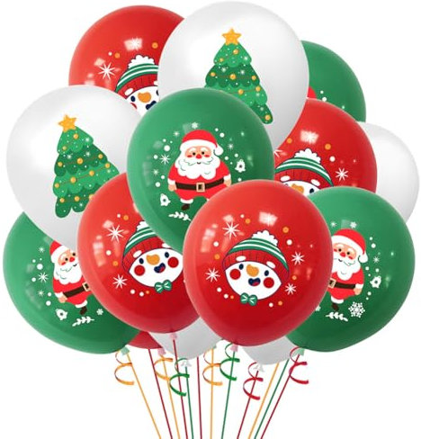 15 Piezas Globos Navidad, Kit de Globos de Decoraciones navideñas,Globos Decoración de Fiesta de Navidad, Feliz Navidad/Papá Noel/Árbol de Navidad