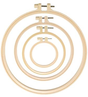 QLEUIFT 4 pcs Bastidores para Bordar, 10/13/17/20 cm Aros de Bordado Aro de Punto de Cruz Circulo, Marco de Punto de Cruz de Bambú para DIY Art Craft
