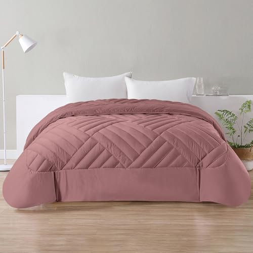 Il Gruppone Passione Casa Trapunta Elegante Matrimoniale In Velluto Piumone Invernale Effetto Piuma 580 Gr/Mq Piumino Caldo Due Piazze Duck Friendly - Rosa Antico - Matrimoniale