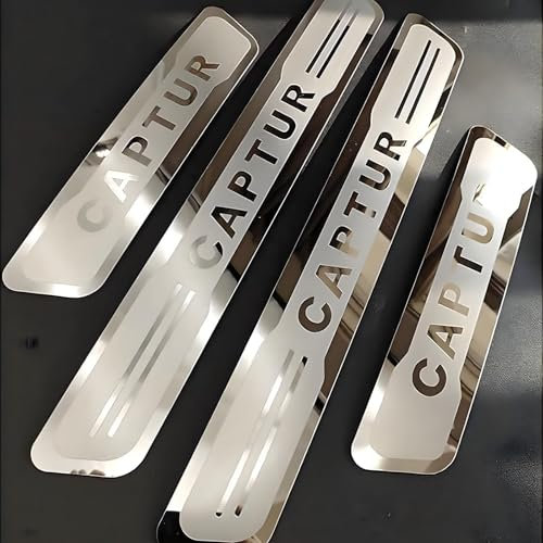 SAHODIYI 4 Pcs Car Door Sill Protector Strips for Renault Captur 2024 2023 2022 2021 2020 2019, Stainless Steel Stickers Threshold Strip, Protective Stickers Accessories