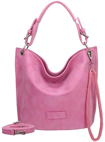 Fritzi31N Vintage Hobo Bag Damen Umhängetasche Handtasche Schultertasche Freizeit Reise City vegane Lederoptik 28 x 26 x 13 cm – Schwarz, Rosa, Braun, Türkis, Grün, Grau, Beige, Pink, Violett, Blau