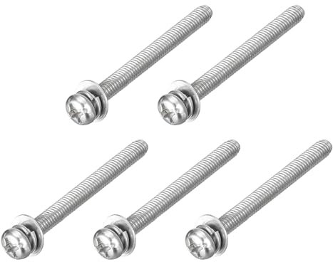 sourcing map M3 x 30mm 304 Stainless Steel Phillips Pan Head Machine Screws Bolts Combine with Spring Washer and Plain Washers 5Pcs