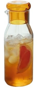 Jus Carafe d'eau Pichet en verre résistant à la chaleur de 850 ml for lait, glace, café, eau et jus de fruits, carafe for réfrigérateur, théière, bouteille for infusion à froid Thé Cruche(Orange)