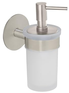Schöner Wohnen Kollektion Seifenspender Mod. Meleto eleganter Edelstahl mit satiniertem Glas nachfüllbar Wandbefestigung ohne Bohren Füllmenge ca. 150 ml Farbe matt