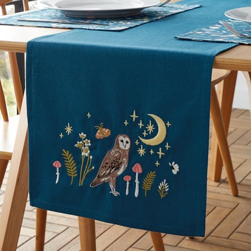 Catherine Lansfield Enchanted Twilight Animals Dining Table Runner Navy