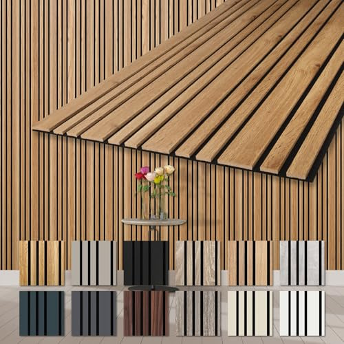 HEXIM Akustikpaneele 6 Stück 278x60cm Holz Mila - flexible Holzpaneele Platten Wandpaneele Wanddeko Kombipaneel Wandverkleidung Schalldämmung Akustikfilz braun (10.02m² Pecan)