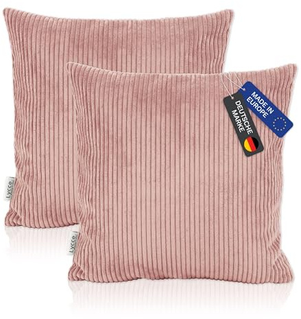 Lycce 2er Set Kissenbezüge, Cordstoff (50 x 50 cm) Powder rosa