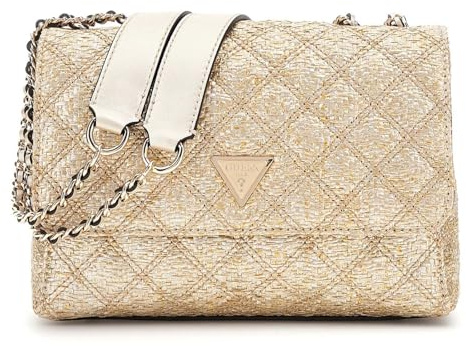 GUESS Umhängetasche Schultertasche Giully II Two Compound Convertible Flap Bag Gold goldfarben