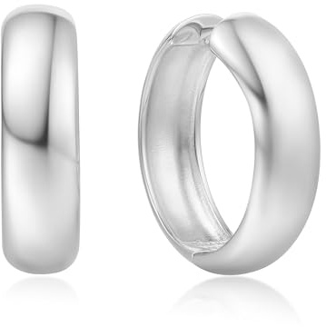 ANIA HAIE Damen Creolen Sunny Sparkler Chubby Large Huggie Hoop aus 925 Sterling Silber, Größe: 20,5 x 7mm, inkl. Geschenkverpackung