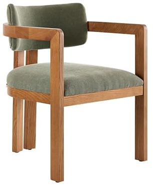 MY Furniture Jolie Dining Chair – Elegant Modern Dining Chair in Sage Green Water-Repellent Upholstery with Sprung Seat and Deep Padding, Solid Ash Chestnut Frame, Comfortable Seating