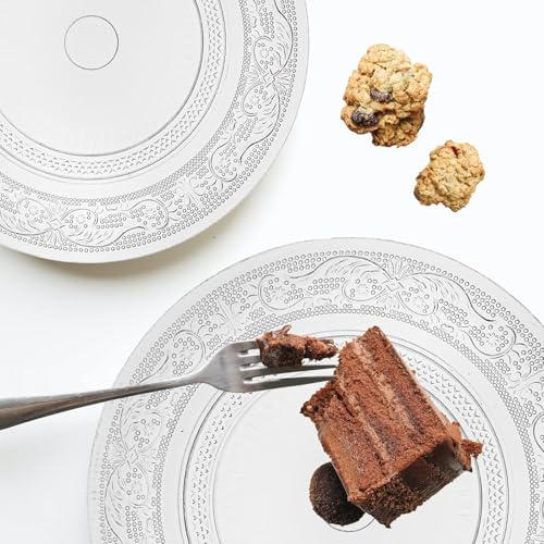 CASA HEAVEN Assiettes à Dessert en Verre, Rondes, Lavables au Lave-Vaisselle, pour Desserts et Gâteaux – Lot de 6 – en 18 cm, 25 cm et 33 cm (33 cm)