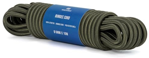 Manco Element Bungee Cord 6mm x 10m Elastic Rope Cord Shock Cord | Black, Rubber & Polyester, 100% Stretch, Heavy Duty, for Tarpaulin, Trailer, Kayak, Tie Down, Camping, Tent, Spool