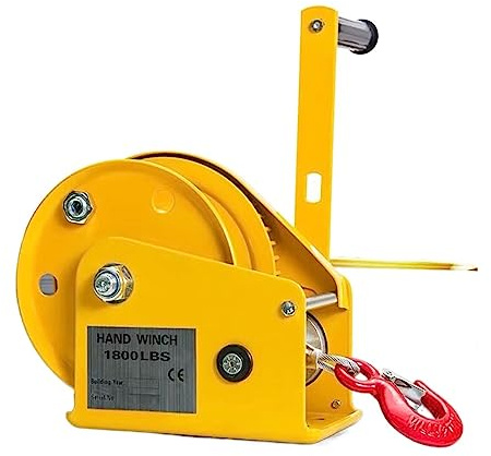 Treuils Manuels 1800LB manivelle bidirectionnelle autobloquante treuil manuel ménage petit Portable Traction palan avec frein(8m Cable)