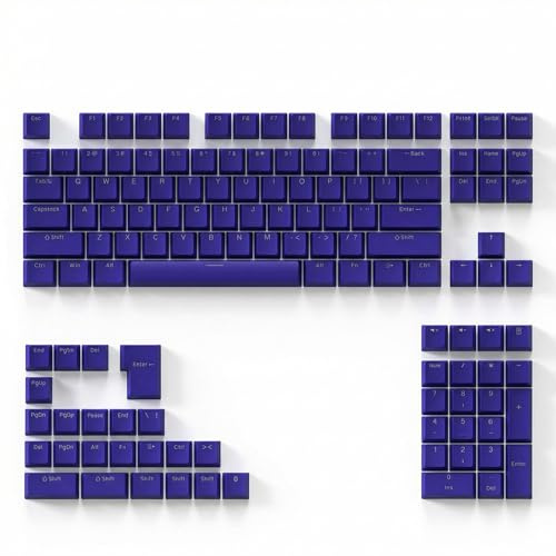 131 Keys PBT Keycaps Set, OEM Profile Double-Shot Injection Keycaps with Translucent Characters, PBT Backlit Keycap Set for 61/68/75/84/87/98/104 Layout Mechanical Keyboards (dark blue)