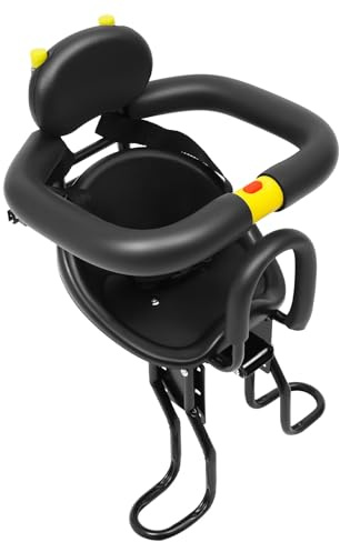 biniliubi Siège Vélo Enfant Avant 1-5 Ans 35kg, Siège Bébé Vélo avec Ceinture Sécurité et Pédales Réglables, Porte Bébé Vélo pour VTT Ville Pliant