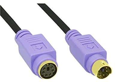 InLine 20119 Cavo Ps/2, 6PIN Mini-Din Maschio a 6PIN Mini-Din Femmina, 2M, Connettore Mouse PC99, PIN Dorati Viola