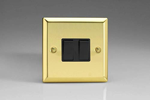 Varilight XV2B Rocker Switches 2 Gang Victorian Brass Black