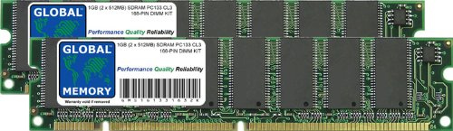 GLOBAL MEMORY 1GB (2 x 512MB) SDRAM PC133 133MHz 168-PIN DIMM Memoria RAM Kit para Yamaha Tyros 2 & 3 Teclado Sintetizador