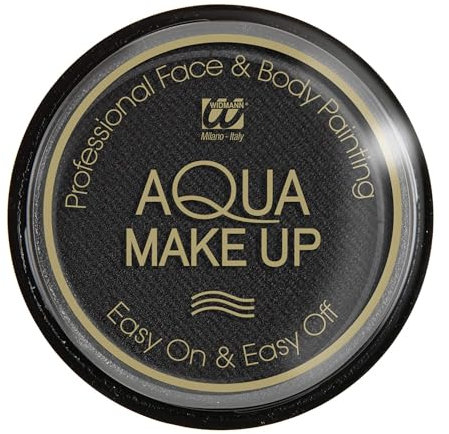 W WIDMANN MILANO Party Fashion 9231B - Aqua Make-Up, Schwarz, in Schale, 15 g, Schminke, Karneval, Mottoparty, Halloween