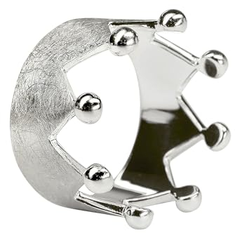 SILBERMOOS Damen Ring Krone Kronenring Crown Queen gebürstet Sterling Silber 925, Größe:62