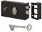 METALUX série 603 - Serrure en applique noire Droite horizontale 1 point pêne dormant 1/2 tour avec clé L et gâche 140x80mm