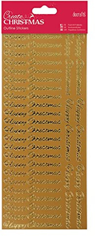 Outline Stickers - Happy Christmas (Repeated) - Gold