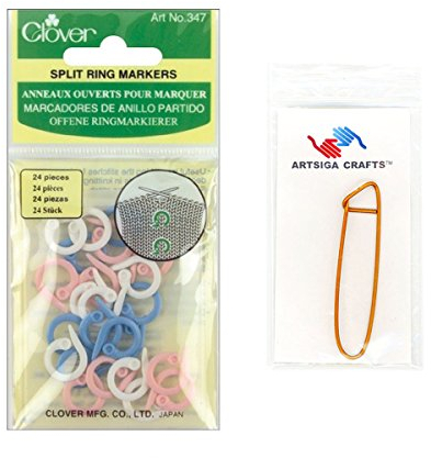 Clover Split Ring Marker 24/Pkg Paket mit 1 artsiga Crafts Stitch Halter 347