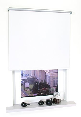 HOMELIA Thermo Spring- BZW. Schnapprollo Made in Germany/Verdunklung mit silberner Thermo-Beschichtung / 102 x 180 weiß/Wand-und Deckenmontage