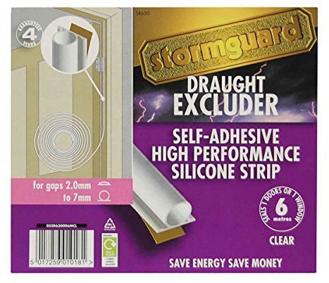 Stormguard Clear self Adhesive Silicone Draught excluder Weather proofing Seal Window Door
