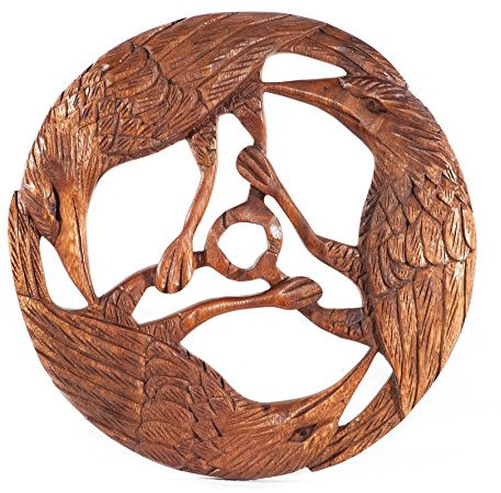 Windalf Keltische Wand Ornament Deko Ravon Ø 30 cm 3 Raben Holzbild Handarbeit aus Holz