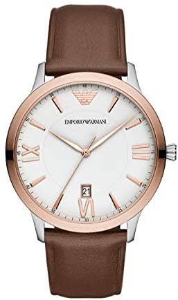 Emporio Armani Herren Analog Quarz Uhr mit Leder Armband AR11211