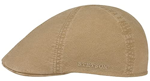 Stetson Texas Organic Cotton Flatcap Herren - Nachhaltige Schiebermütze mit Bio-Baumwolle - Flat Cap mit UV-Schutz (40+) - Herrencap Frühjahr/Sommer - Schirmmütze beige M (56-57 cm)