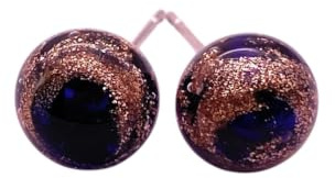 Muranoglas-Ohrringe, Muranoglas, 0,8 cm Durchmesser, inklusive Geschenkbox und Echtheitszertifikat