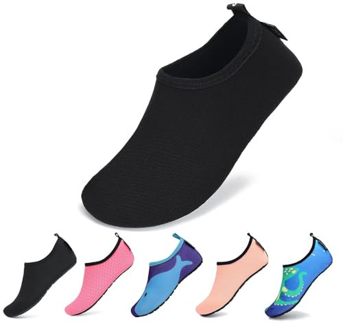 SAGUARO Badeschuhe Mädchen Schnell Trocknend Schwimmschuhe rutschfest Wassersportschuhe für Kleinkind Beach Pool,072 Schwarz,34/35