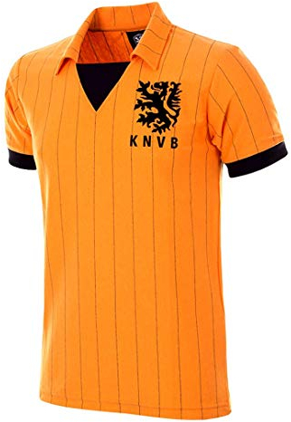 COPA Herren Holland 1983 Retro Fußballtrikot Retro Fußballkragen T-Shirt L Orange