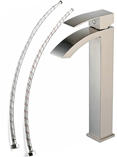 Wasserfall Bad Schiff Waschbecken Wasserhahn Einhand 1 Loch Deck Mount Toilette moderne hohe Hahn Nickel gebürstet Leekayer,LK70531NZH