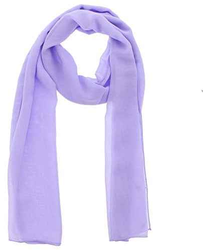WESTEND CHOICE Damen-Chiffon-Schal, einfarbig, weich, Kopftuch, für Mädchen, durchsichtig, 150 x 45 cm, hellviolett, One size