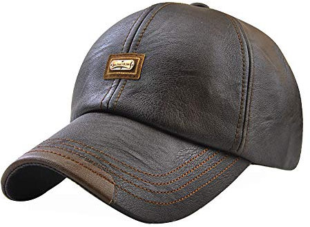 DongBao Berretti da Baseball da Uomo in Pelle Cappello in Pelle PU Casual Cappello da Esterno con Visiera Cappellino Piatto Casual Cappellino Sportivo