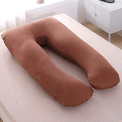 YOUCAI Schwangerschaftskissen Und Stillkissen, Multifunktionales Ganzkörper-Stützkissen Für Mutterschaft Zum Schlafen Und Stillen Baby Mit Abnehmbarem Bezug,Baumwolle-Braun,70x130cm
