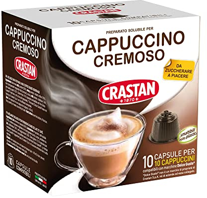 CRASTAN 1870 - Capsule compatibili Dolce Gusto - Cappuccino Cremoso - 1 box da 10 capsule - Da zuccherare a piacere