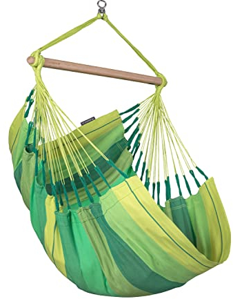 La Siesta®- Habana Hängesessel Basic Size für Entspannung & Stil: 360° Drehgelenk, hochwertiges Bambusholz - GOTS-zertifizierte Baumwolle. (Jungle)