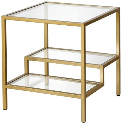 Henn&Hart 50,8 cm breiter, quadratischer Beistelltisch aus Messing, Tisch für Wohnzimmer, Schlafzimmer